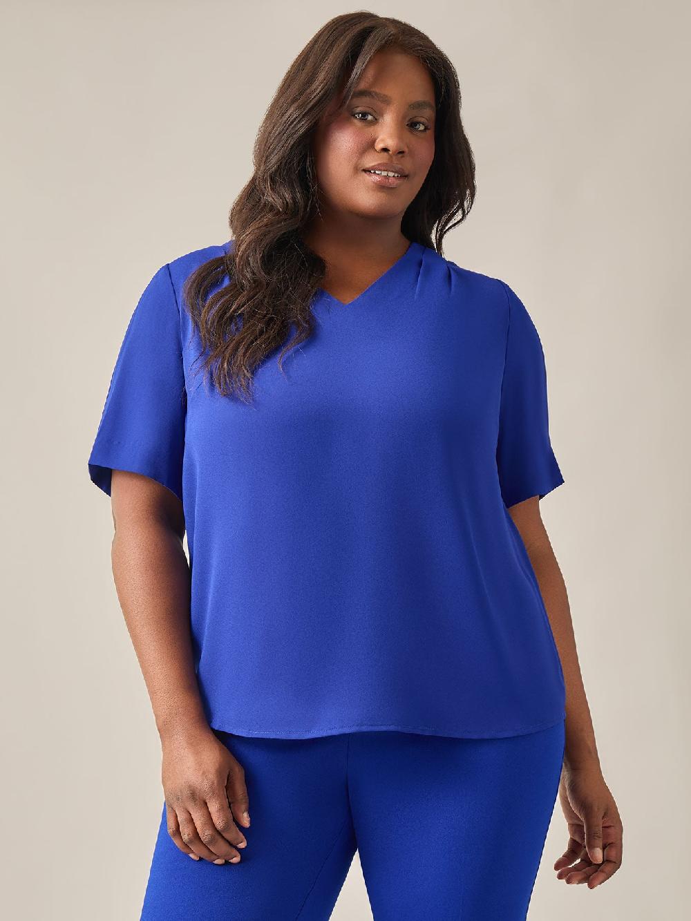 kasper Everyday V-Neck Blouse Royal Signature