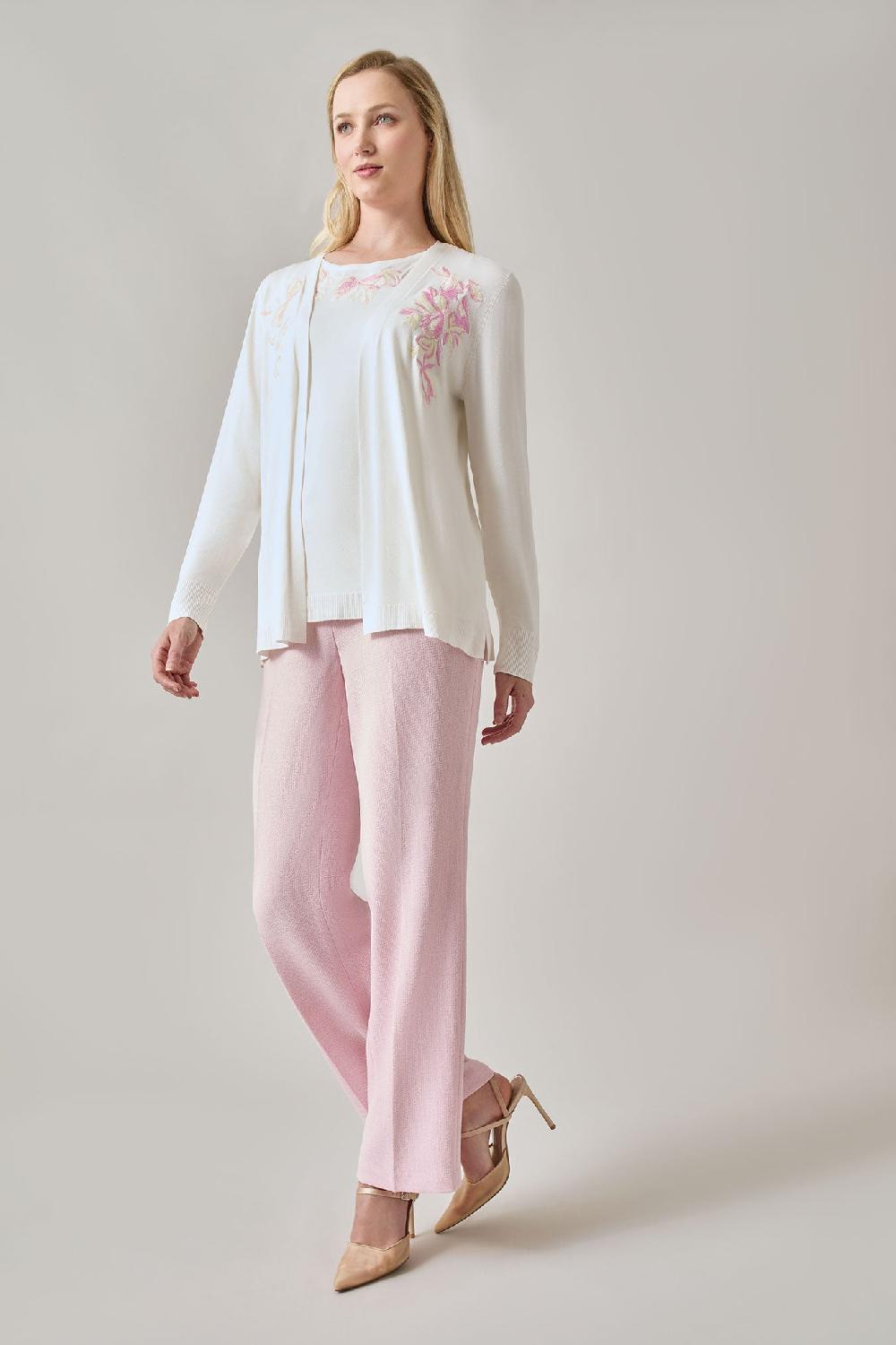 Kasper Floral Embroidered Cardigan