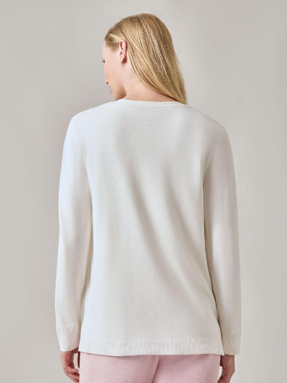 Kasper Floral Embroidered Cardigan