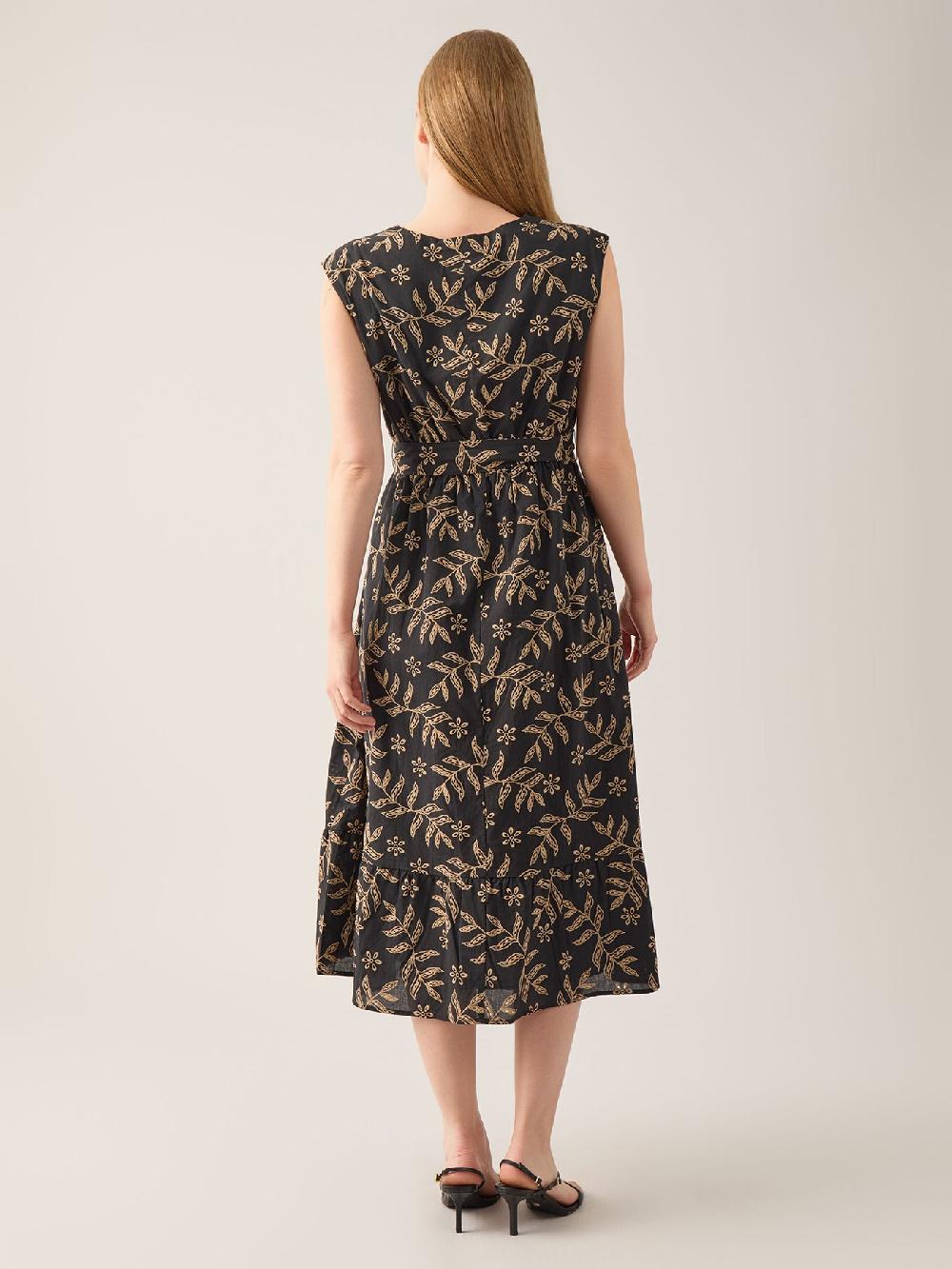 Kasper Floral Eyelet Midi Dress Cotton