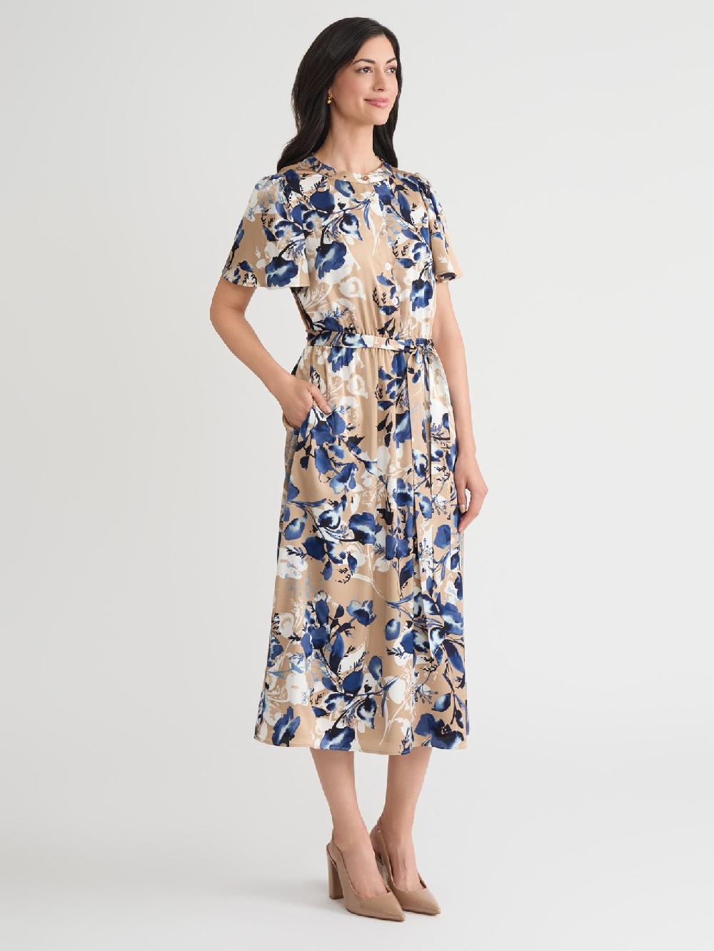 Kasper Floral Shirt Dress Satin