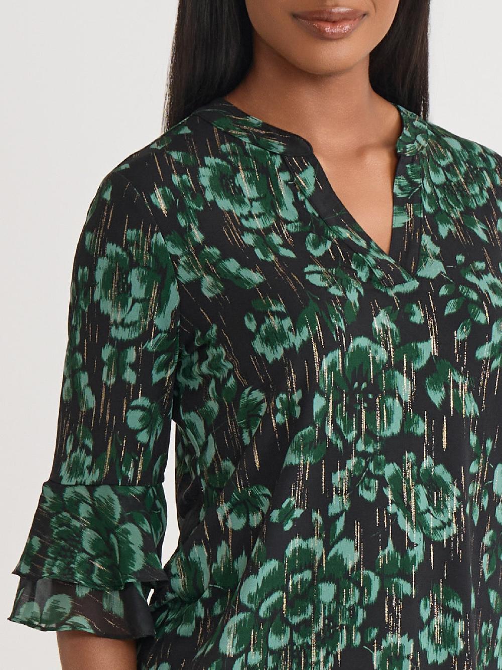 Kasper Flutter Sleeve Blouse Everyday Knit