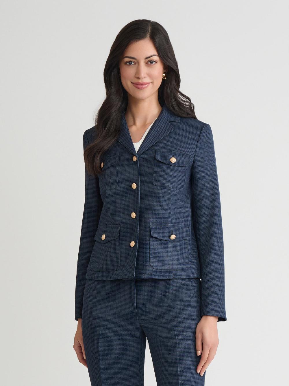 Kasper Four Pocket Jacket Mini Check