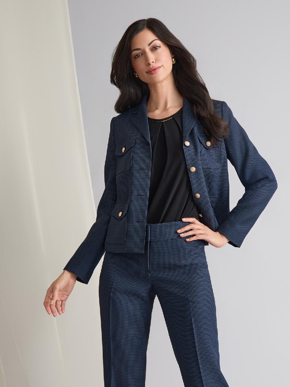 kasper Four Pocket Jacket Mini Check