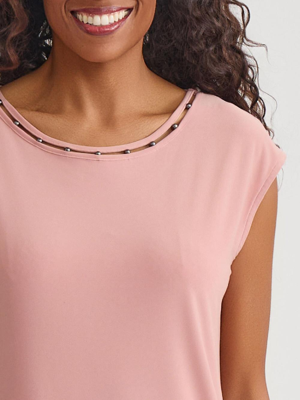 Kasper Jeweled Neck Top Everyday Knit