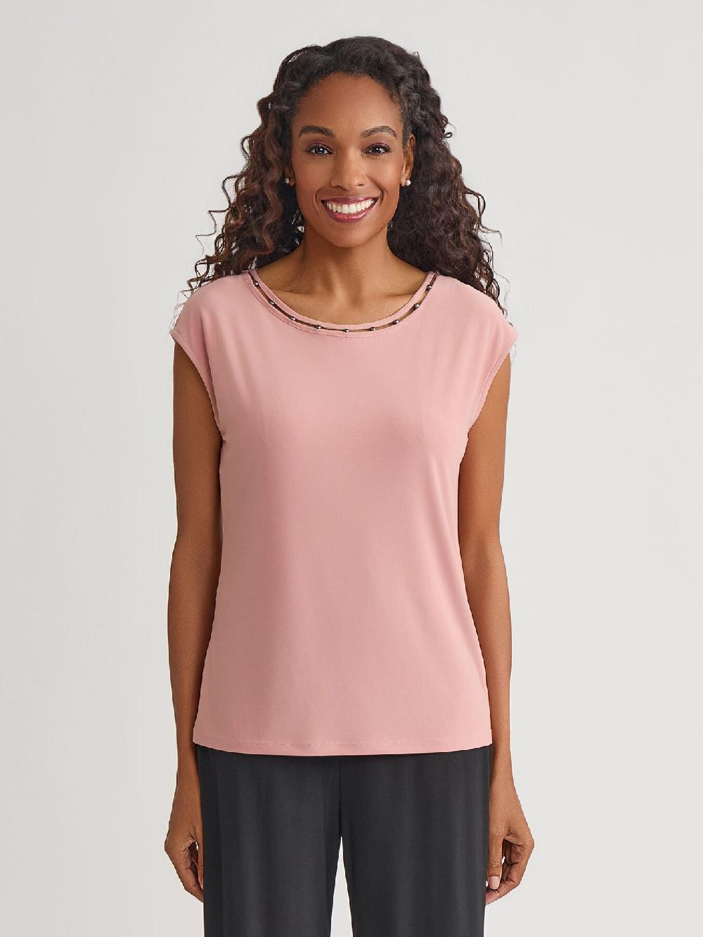 kasper Jeweled Neck Top Everyday Knit