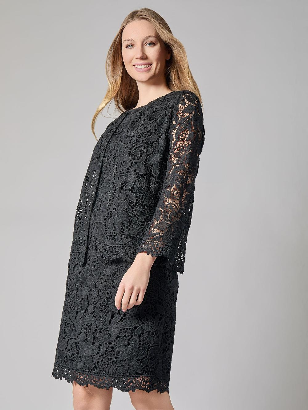 Kasper Lace Open Front Cardigan