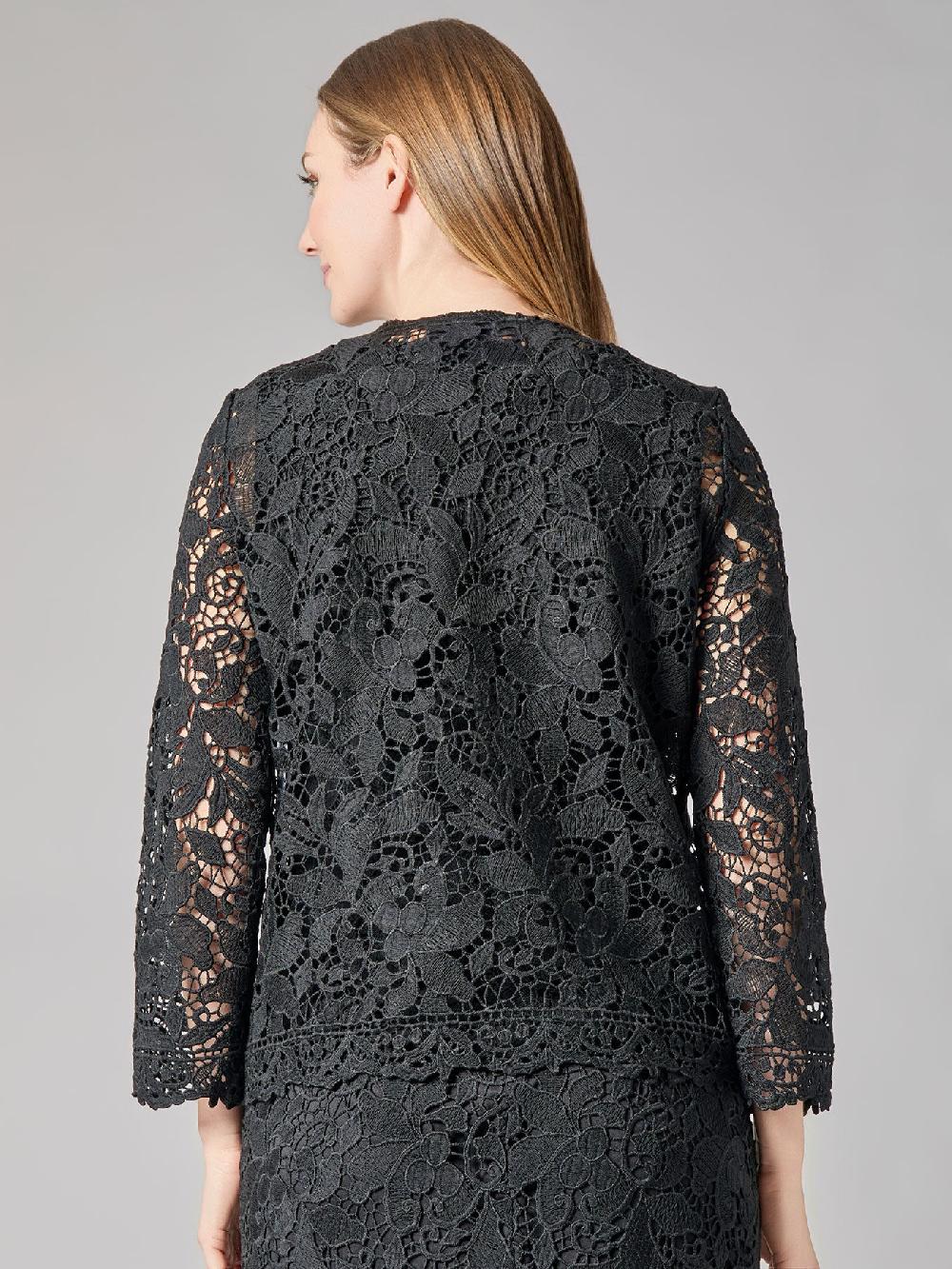 Kasper Lace Open Front Cardigan