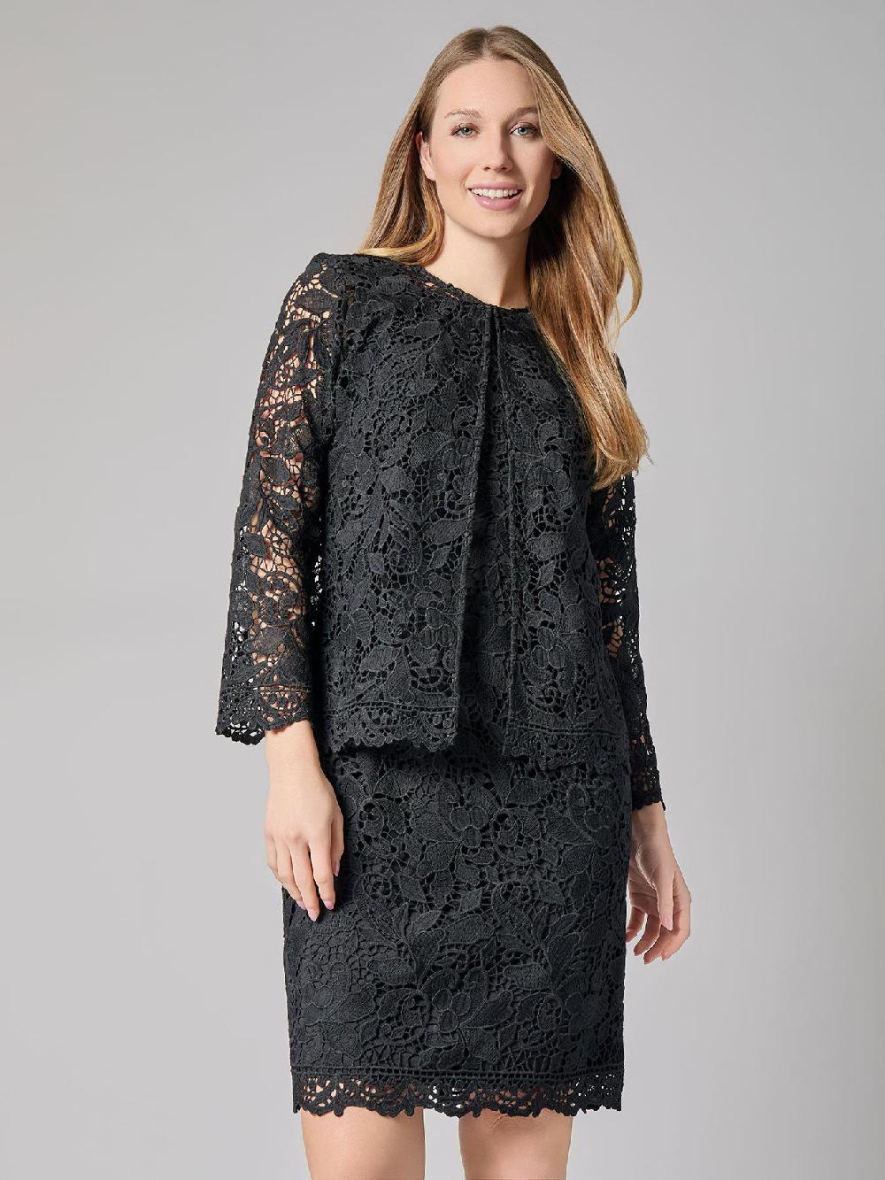 kasper Lace Open Front Cardigan
