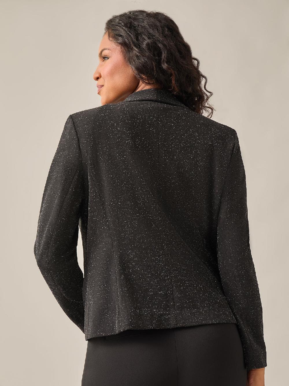 Kasper Lurex Knit Shawl Collar Jacket Black