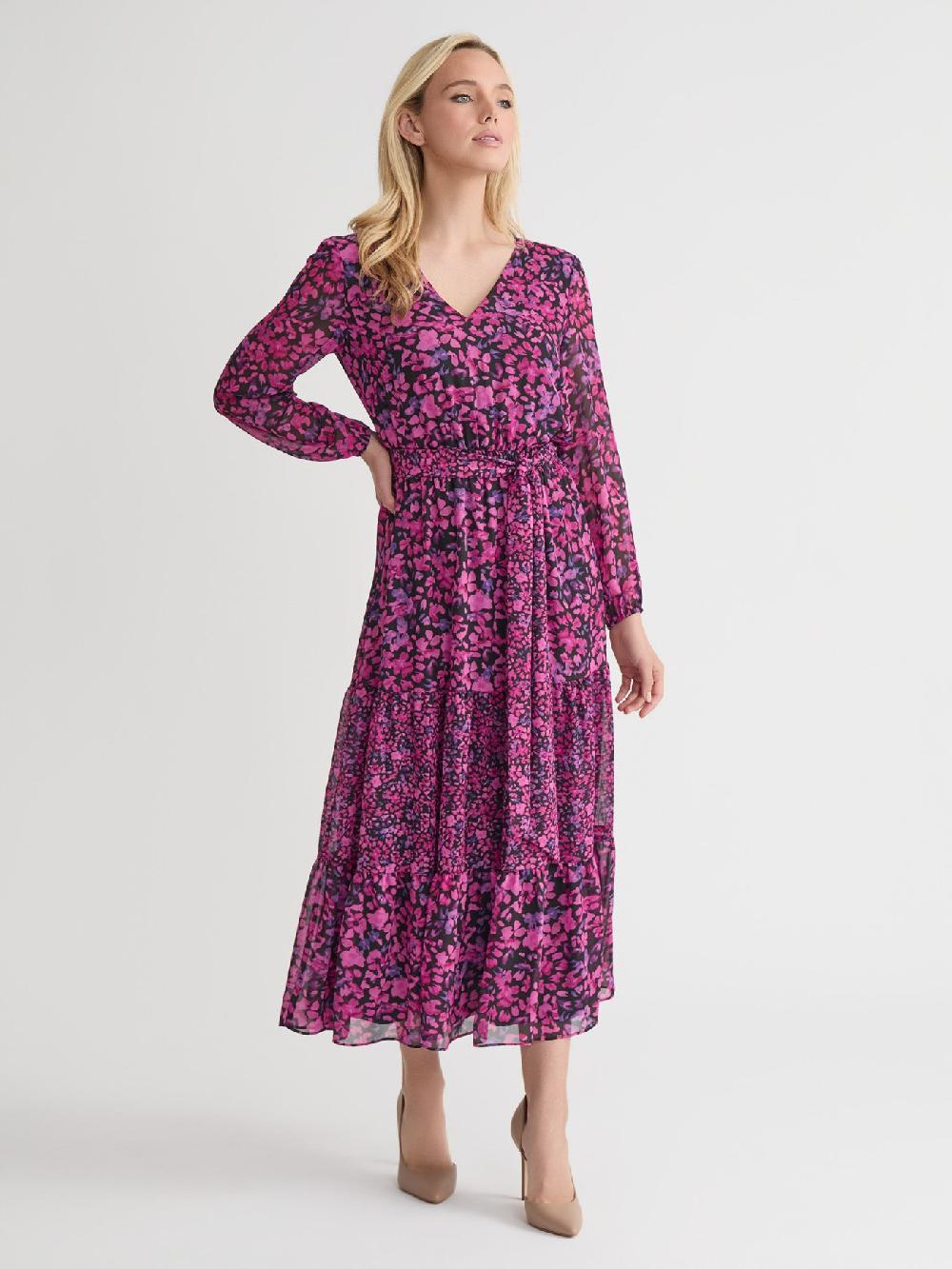 Kasper Mini Floral Tiered Dress Printed Chiffon