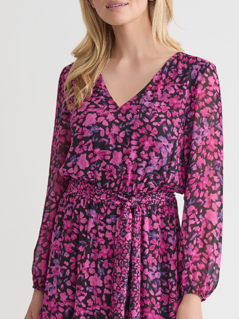 Kasper Mini Floral Tiered Dress Printed Chiffon