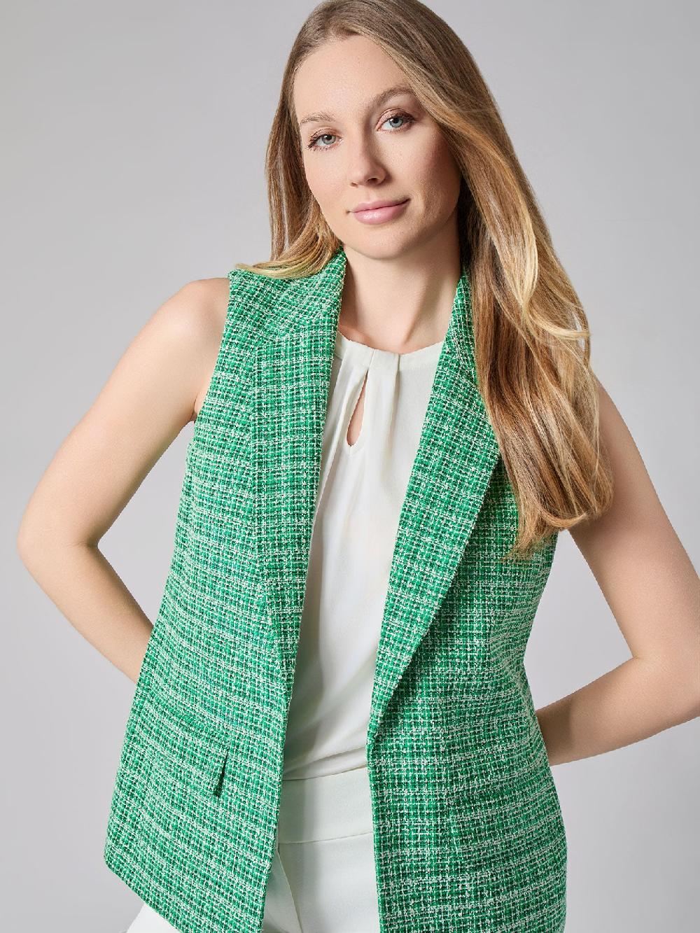 kasper Notch Collar Vest Tweed