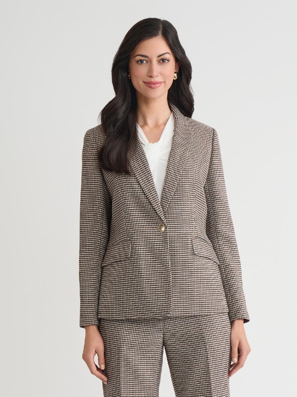 kasper One Button Jacket Houndstooth