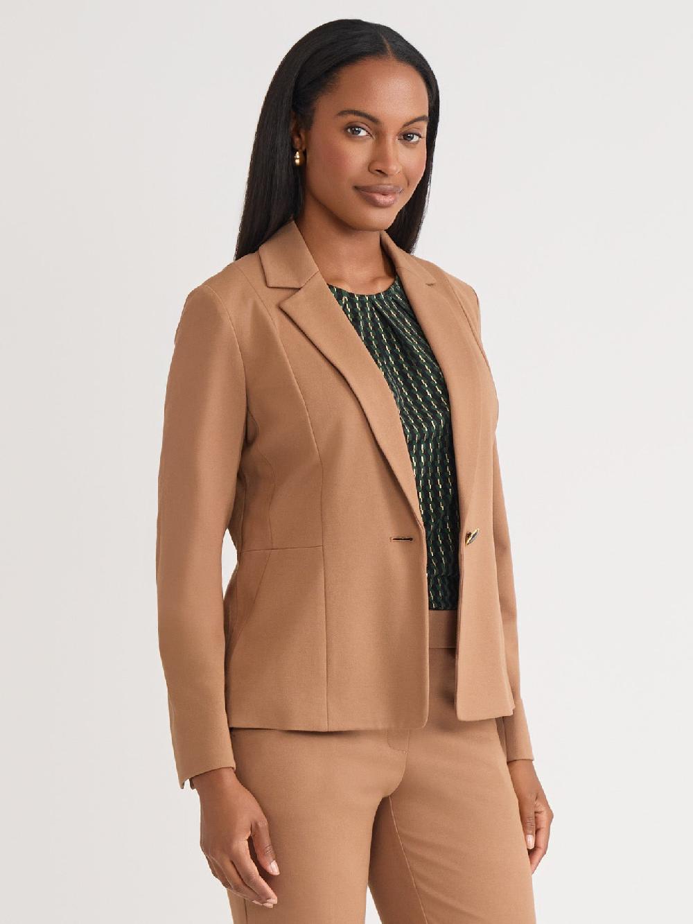 Kasper One Button Jacket Iconic Stretch Crepe