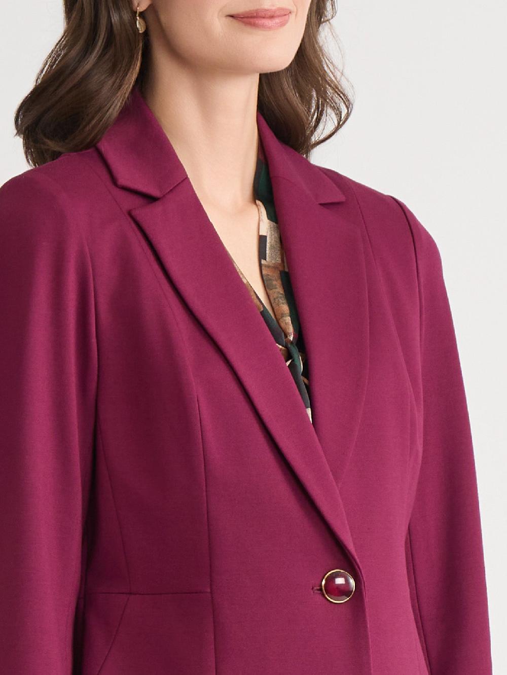 Kasper One Button Jacket Iconic Stretch Crepe