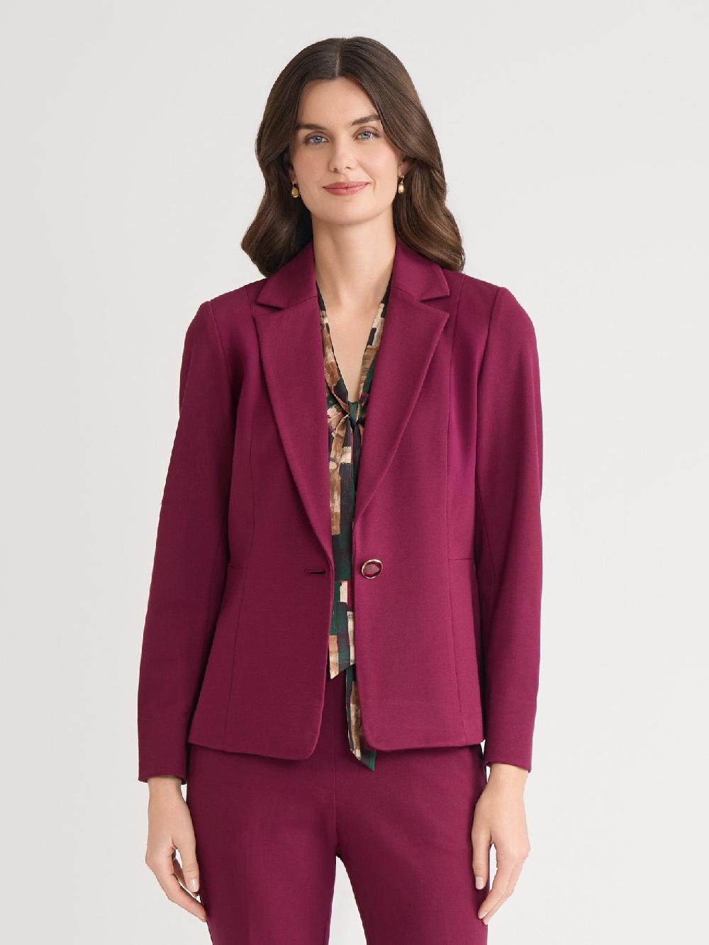 kasper One Button Jacket Iconic Stretch Crepe