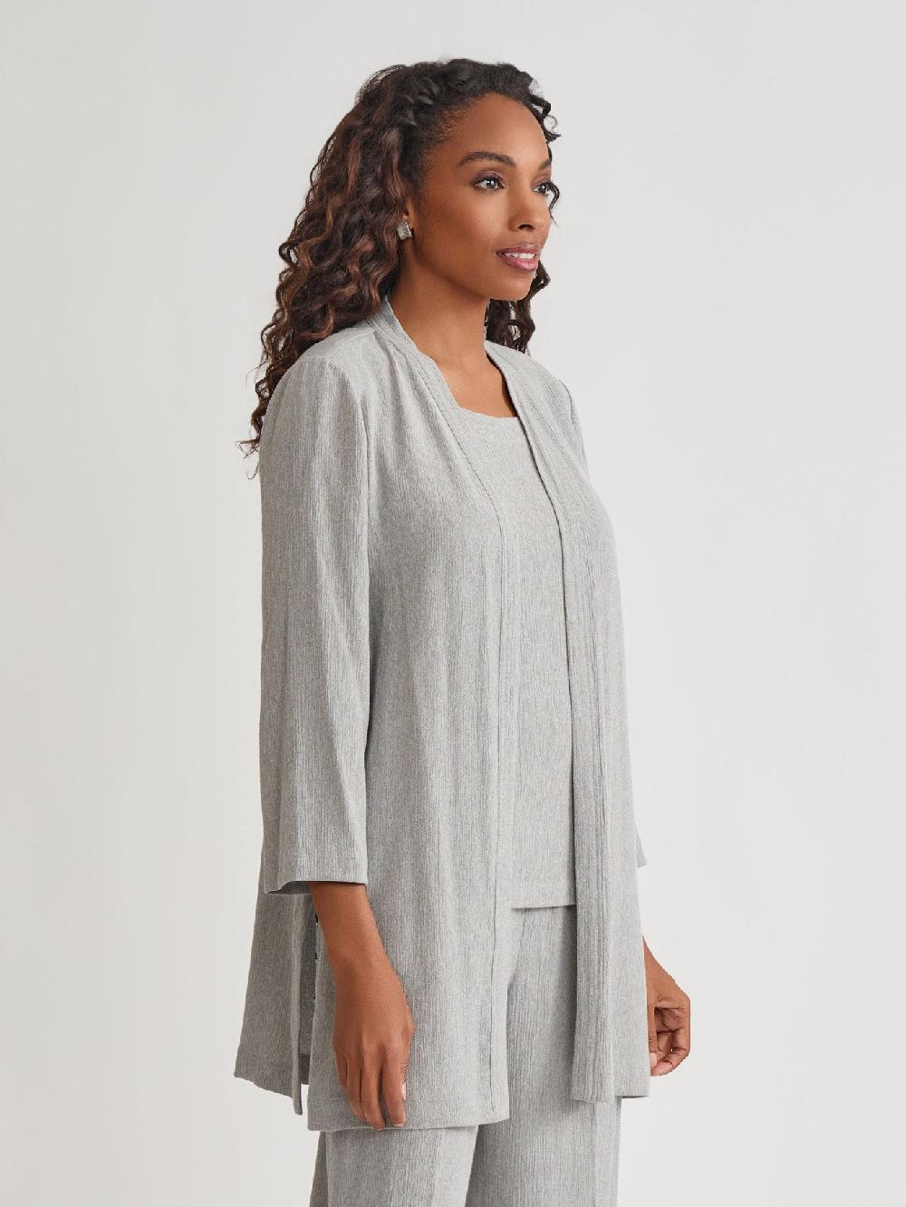 Kasper Open Duster Crinkle Woven