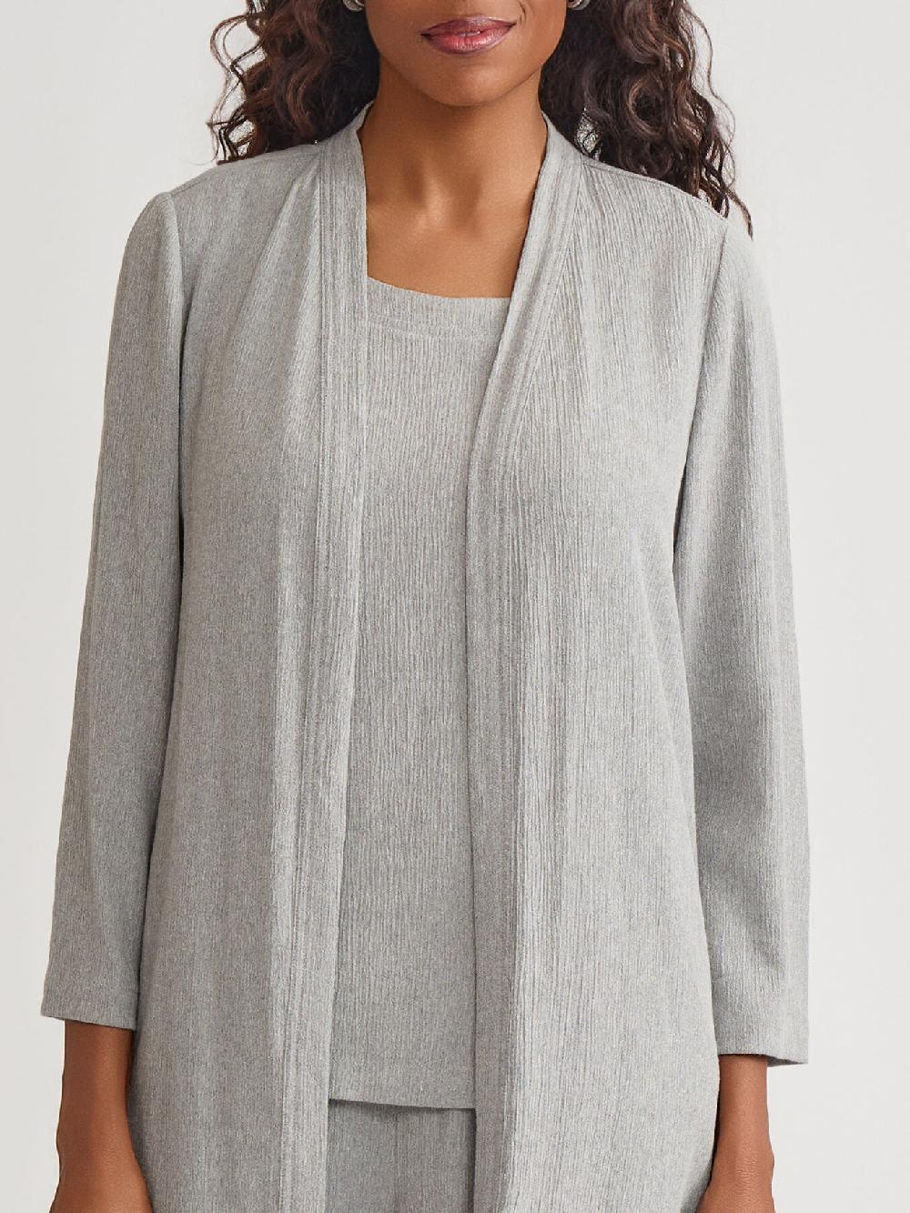 Kasper Open Duster Crinkle Woven