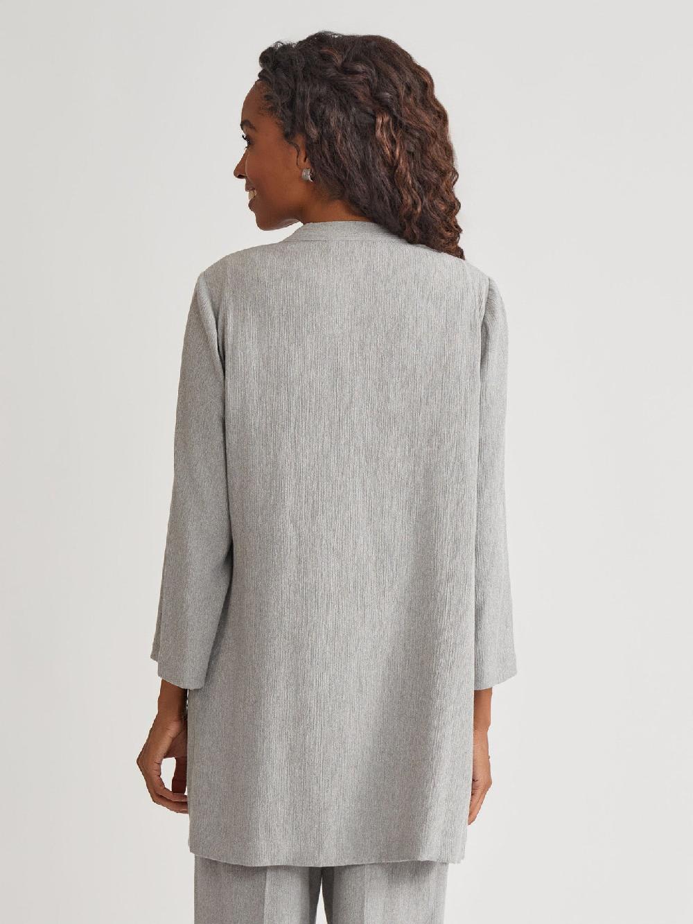 Kasper Open Duster Crinkle Woven