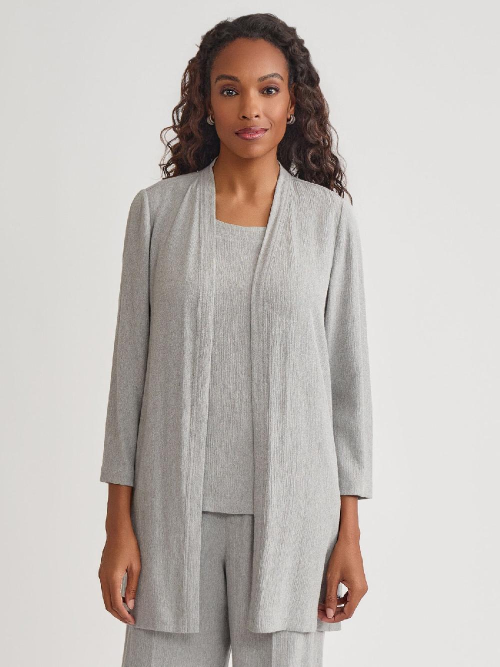 kasper Open Duster Crinkle Woven