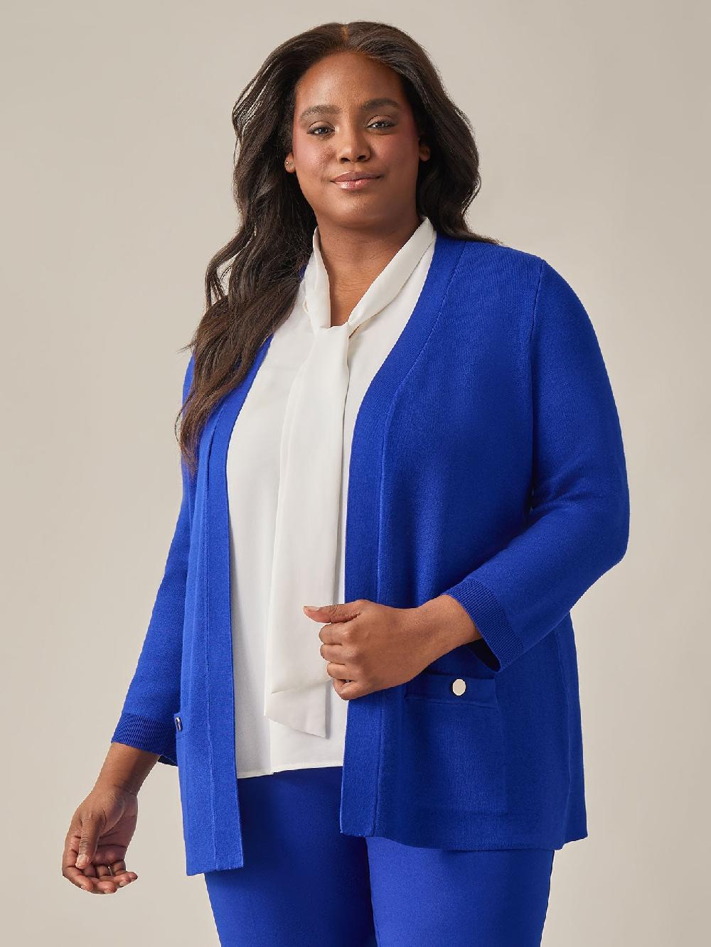kasper Open Front Cardigan Royal Signature