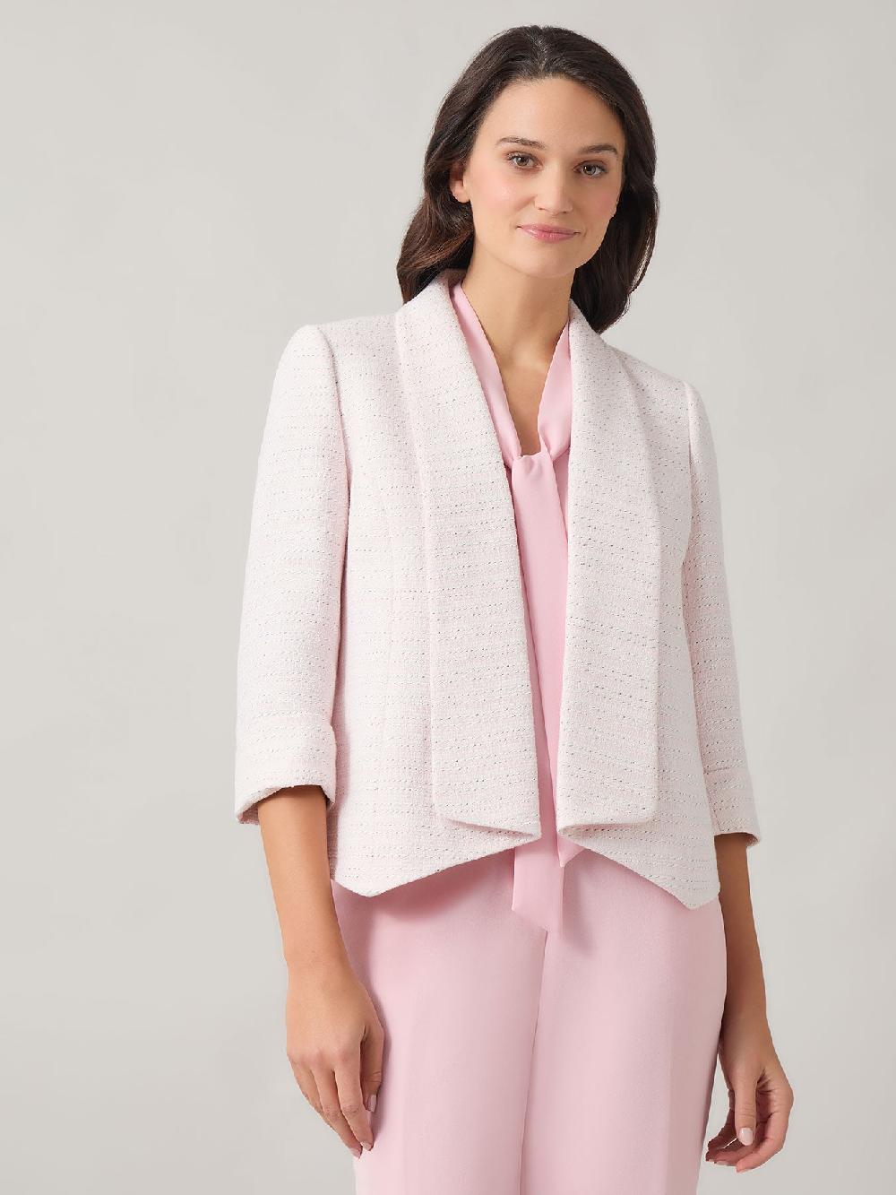 kasper Open Front Shawl Collar Jacket Tweed