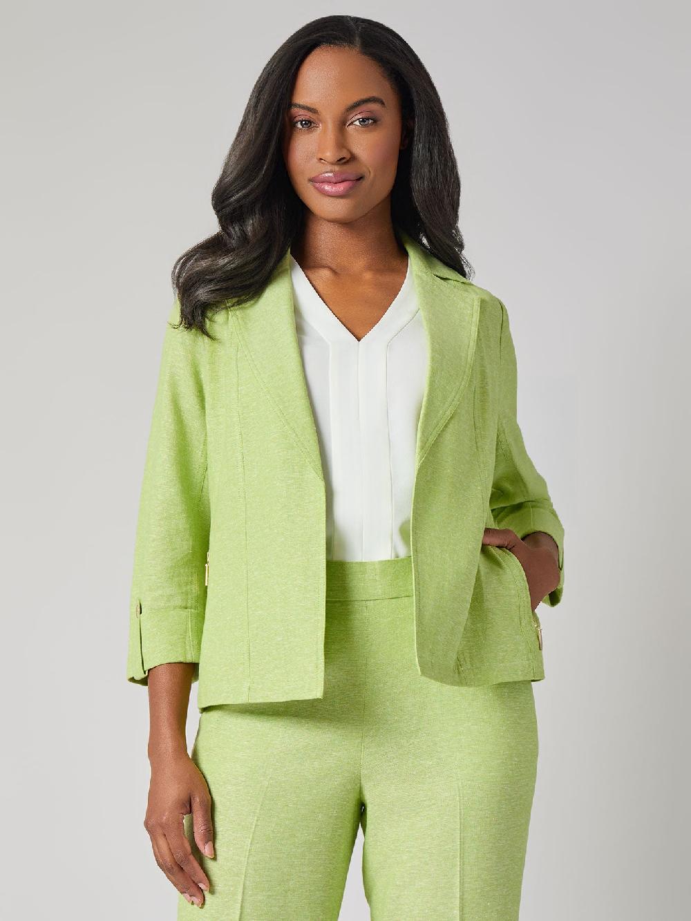 Kasper Open Seamed Jacket Linen