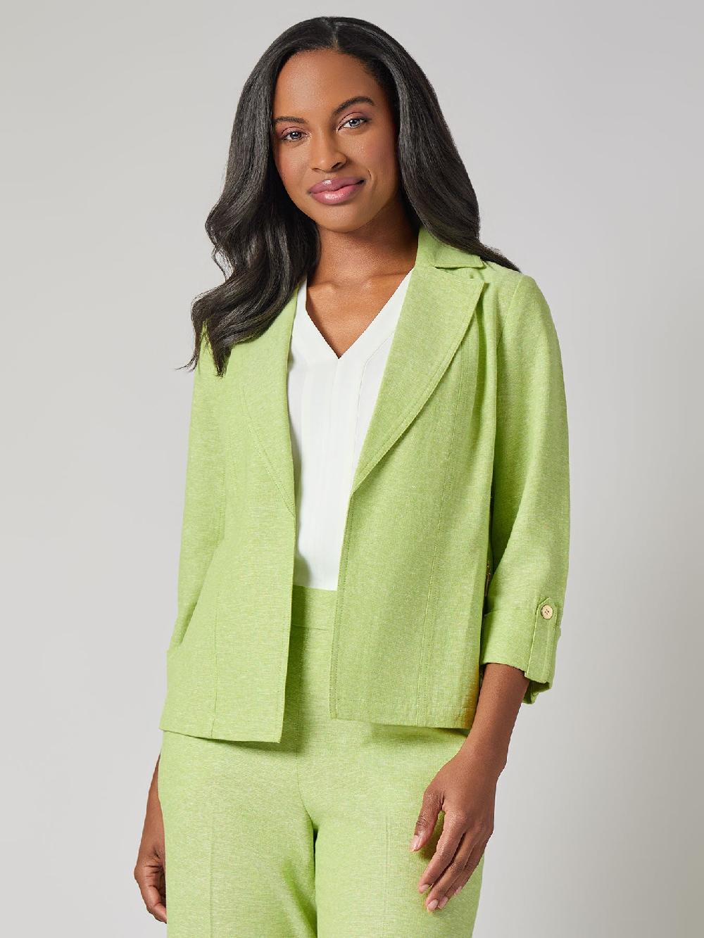 kasper Open Seamed Jacket Linen