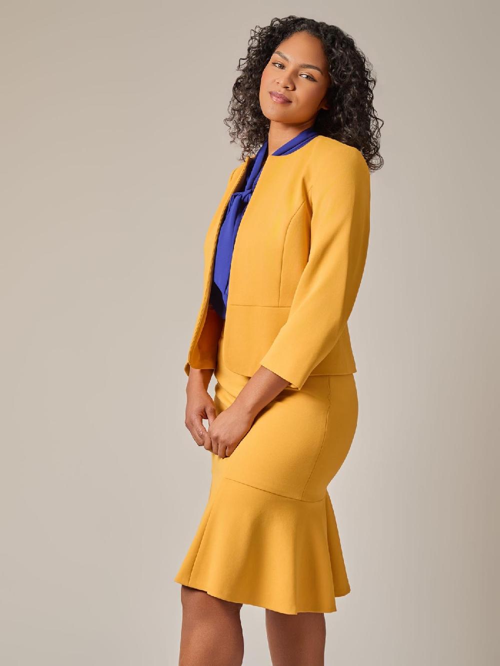 Kasper Peplum Jacket Gold Signature