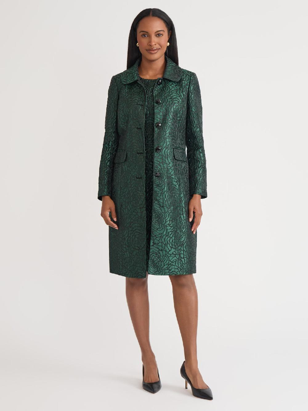 Kasper Peter Pan Collar Topper Jacquard Knit