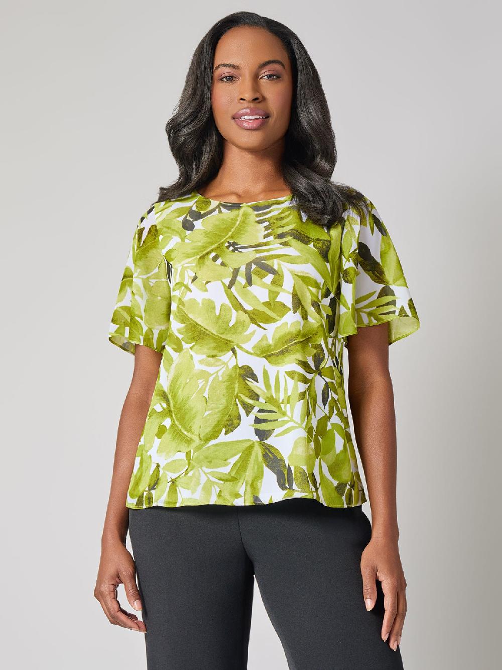 kasper Petite Flare Sleeve Blouse Soft Drape