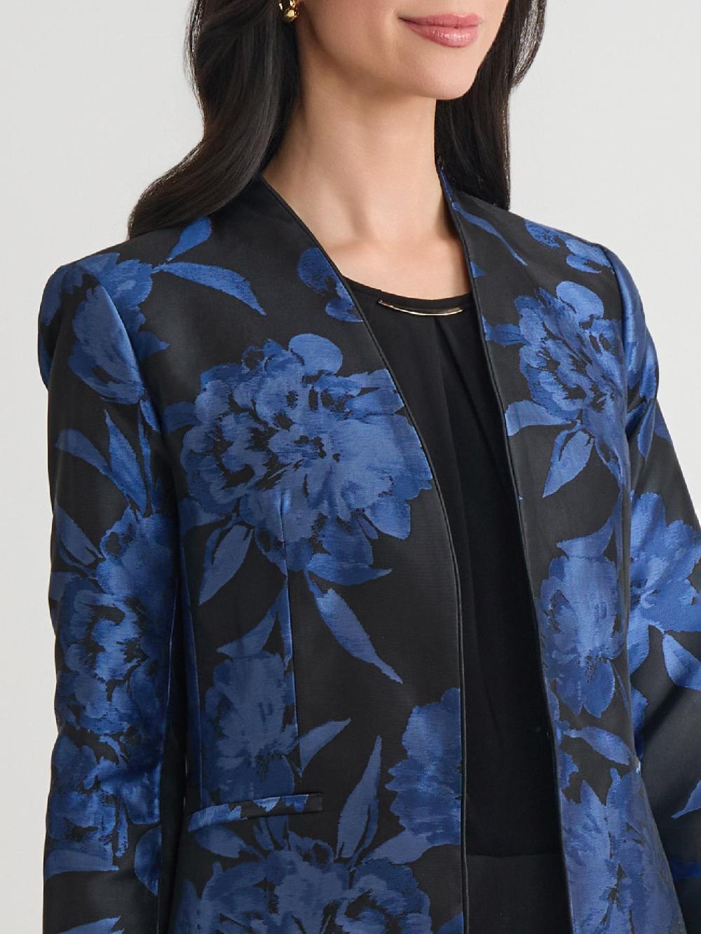 Kasper Petite Floral Jacquard Collarless Jacket
