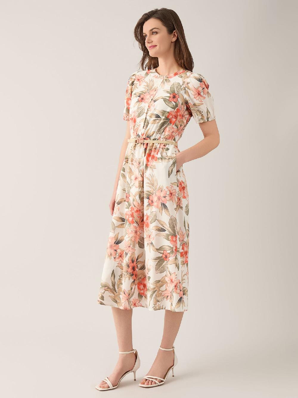 Kasper Petite Floral Print Shirt Dress Cotton