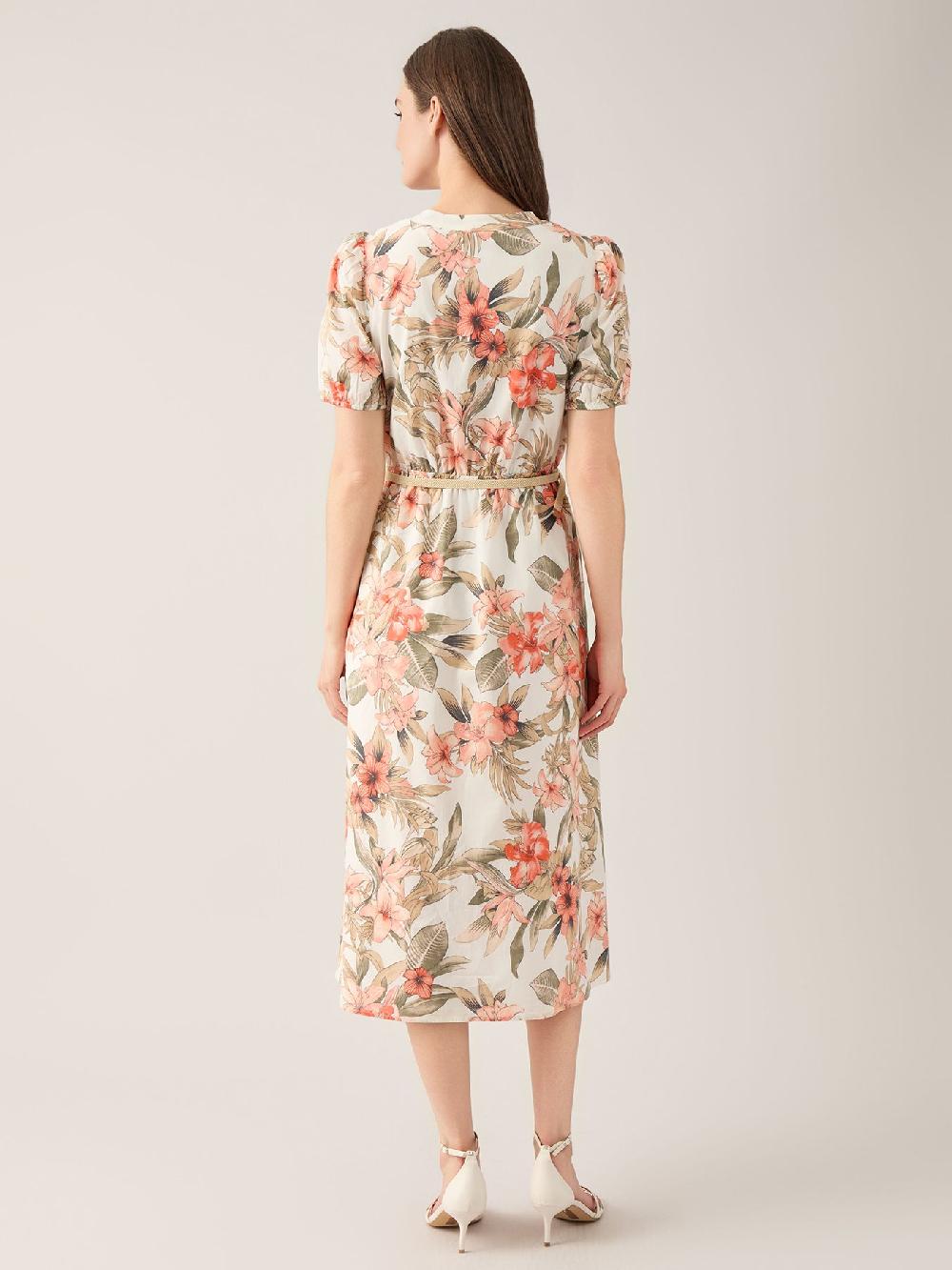 Kasper Petite Floral Print Shirt Dress Cotton