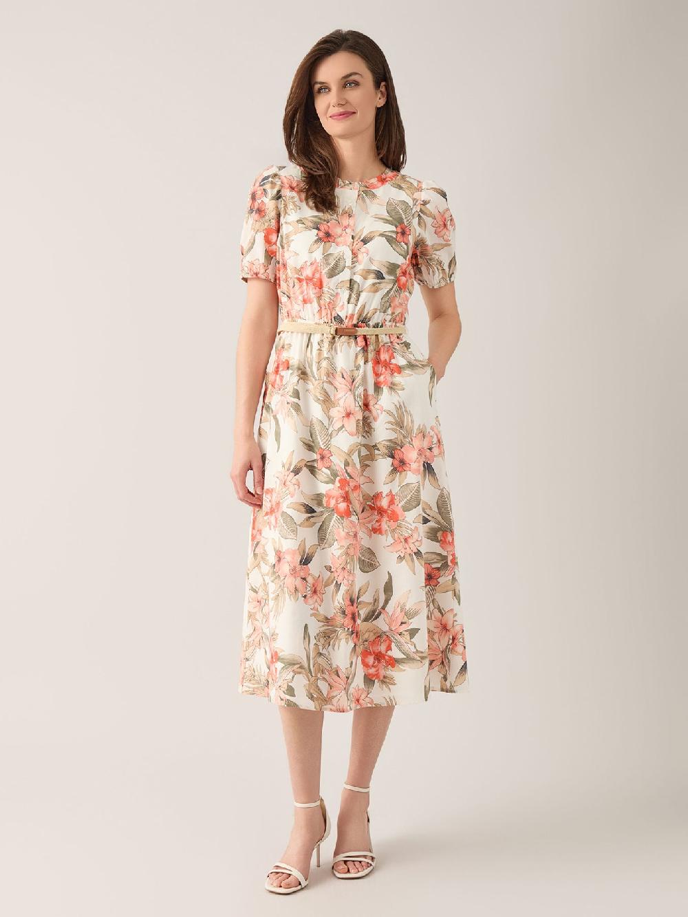 kasper Petite Floral Print Shirt Dress Cotton