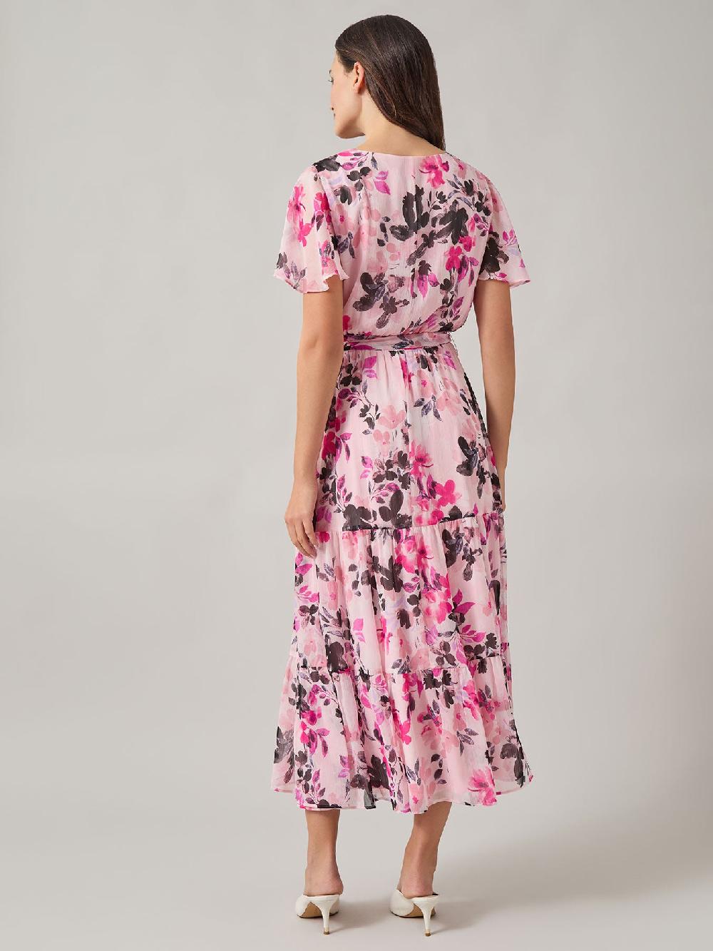 Kasper Petite Floral Tiered Dress Printed Chiffon