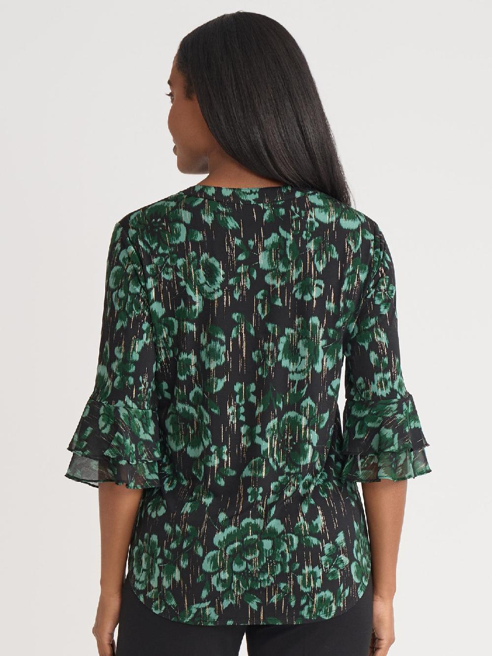 Kasper Petite Flutter Sleeve Blouse Everyday Knit