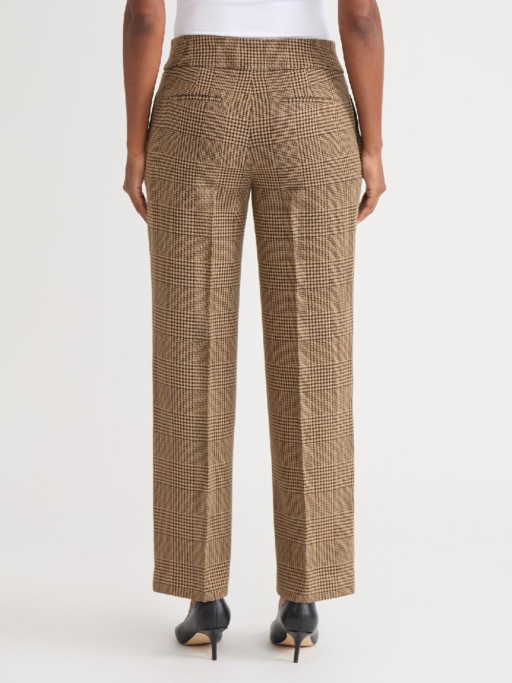 Kasper Petite Fly Front Wide Leg Pants Plaid