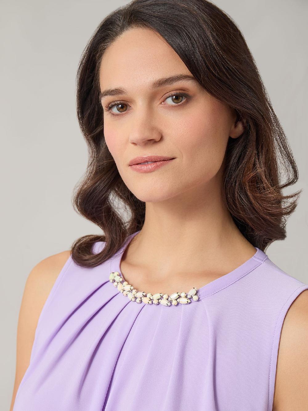 Kasper Petite Jeweled Neck Top Everyday Knit