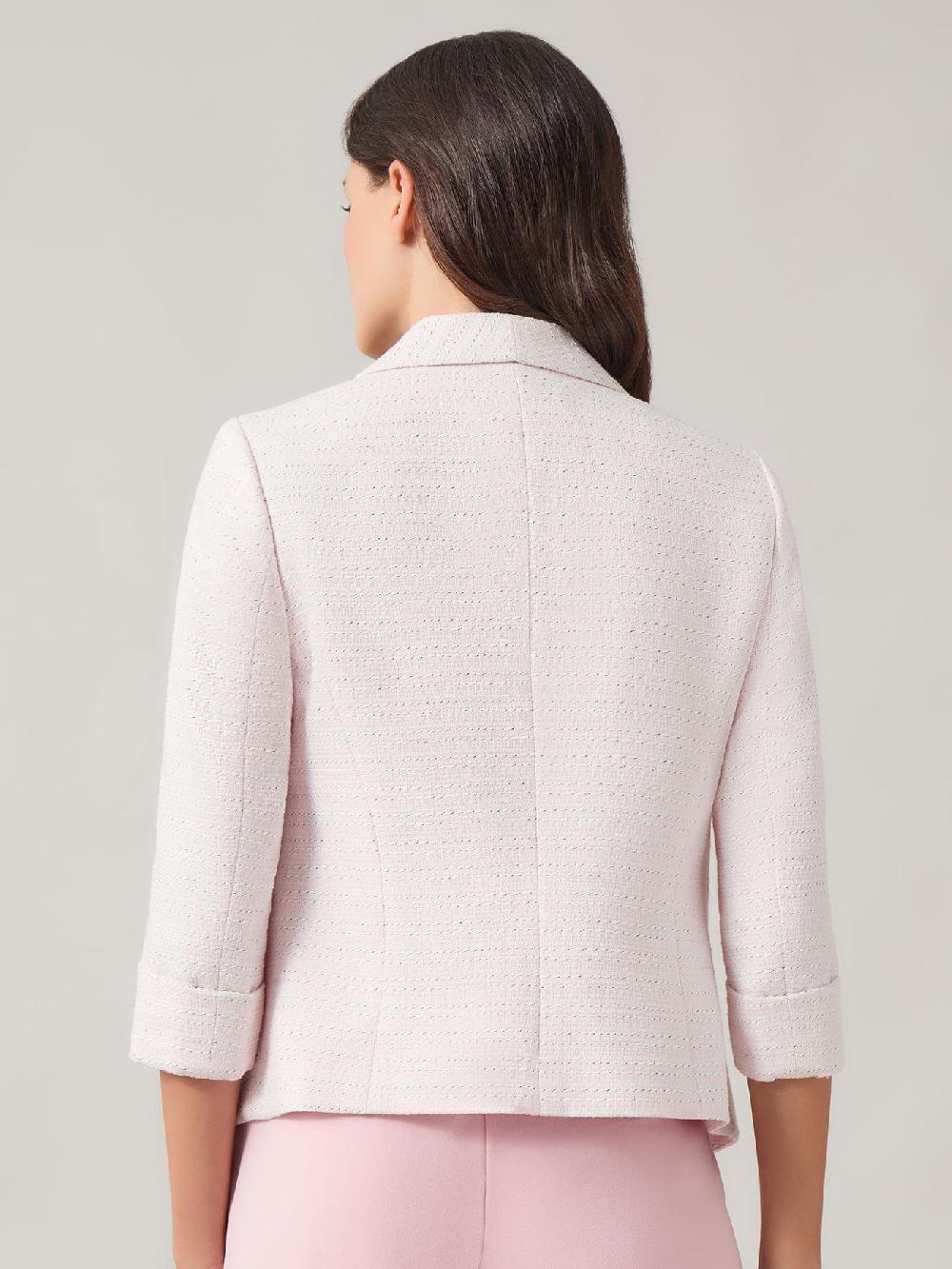 Kasper Petite Open Front Shawl Collar Jacket Tweed
