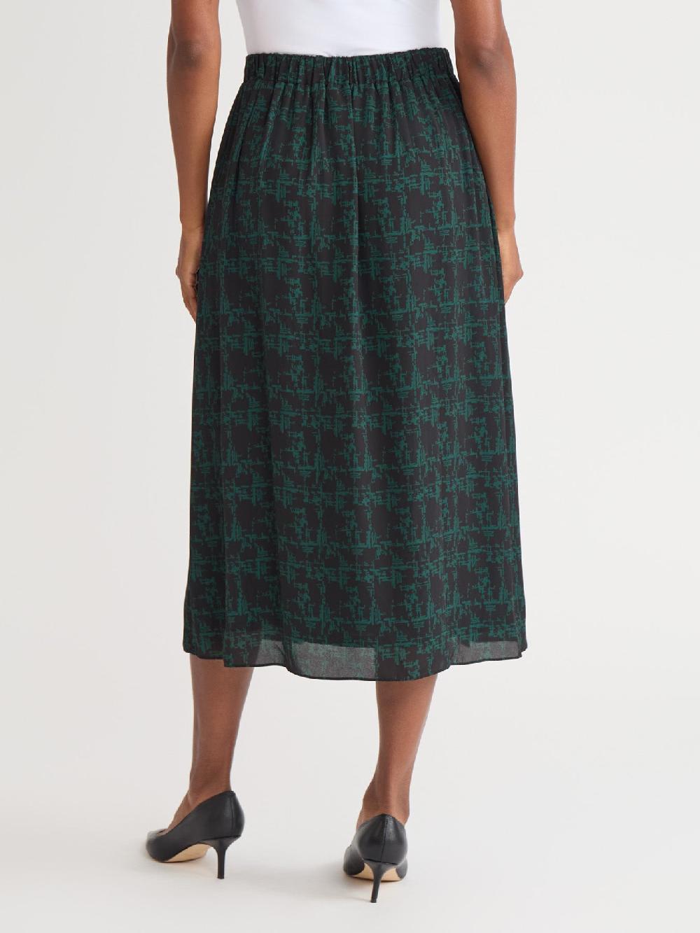 Kasper Petite Pull-On Pleated Skirt Printed Crepe