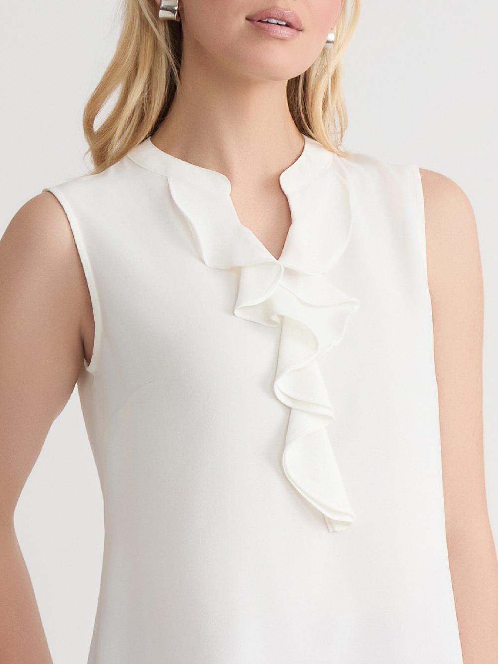 Kasper Petite Ruffle Front Blouse Crepe