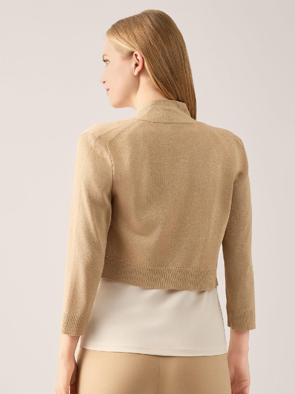 Kasper Petite Shimmer Cropped Cardigan Crepe