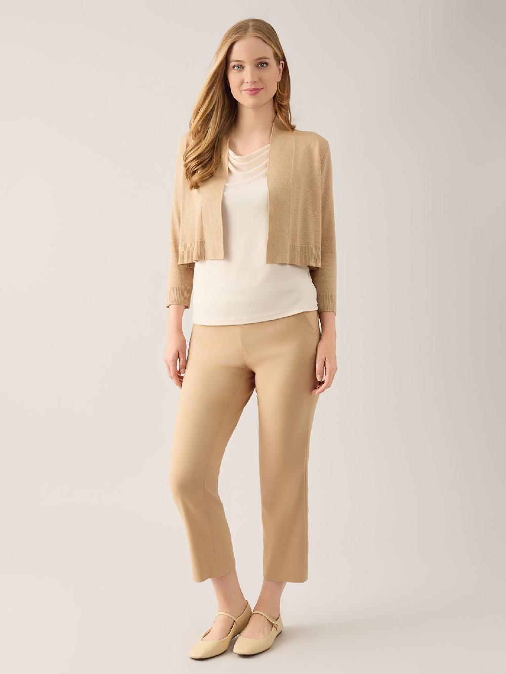 Kasper Petite Shimmer Cropped Cardigan Crepe