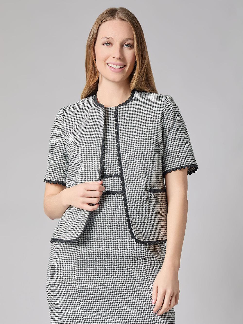kasper Petite Short Sleeve Cardigan Gingham