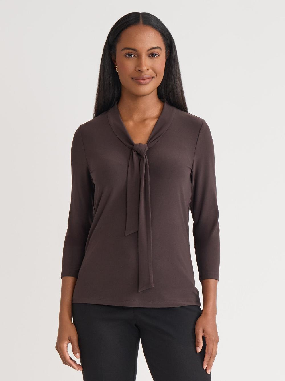kasper Petite Tie Neck Top Everyday Knit