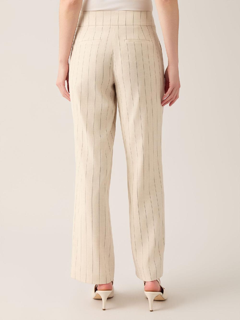 Kasper Pinstripe Wide Leg Pant Linen Blend