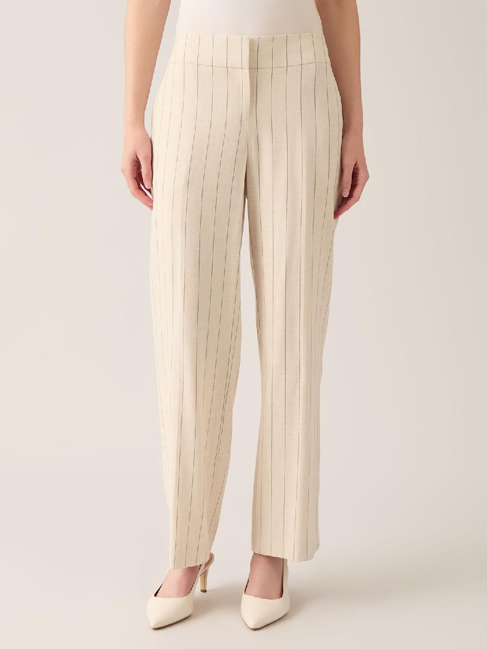 kasper Pinstripe Wide Leg Pant Linen Blend