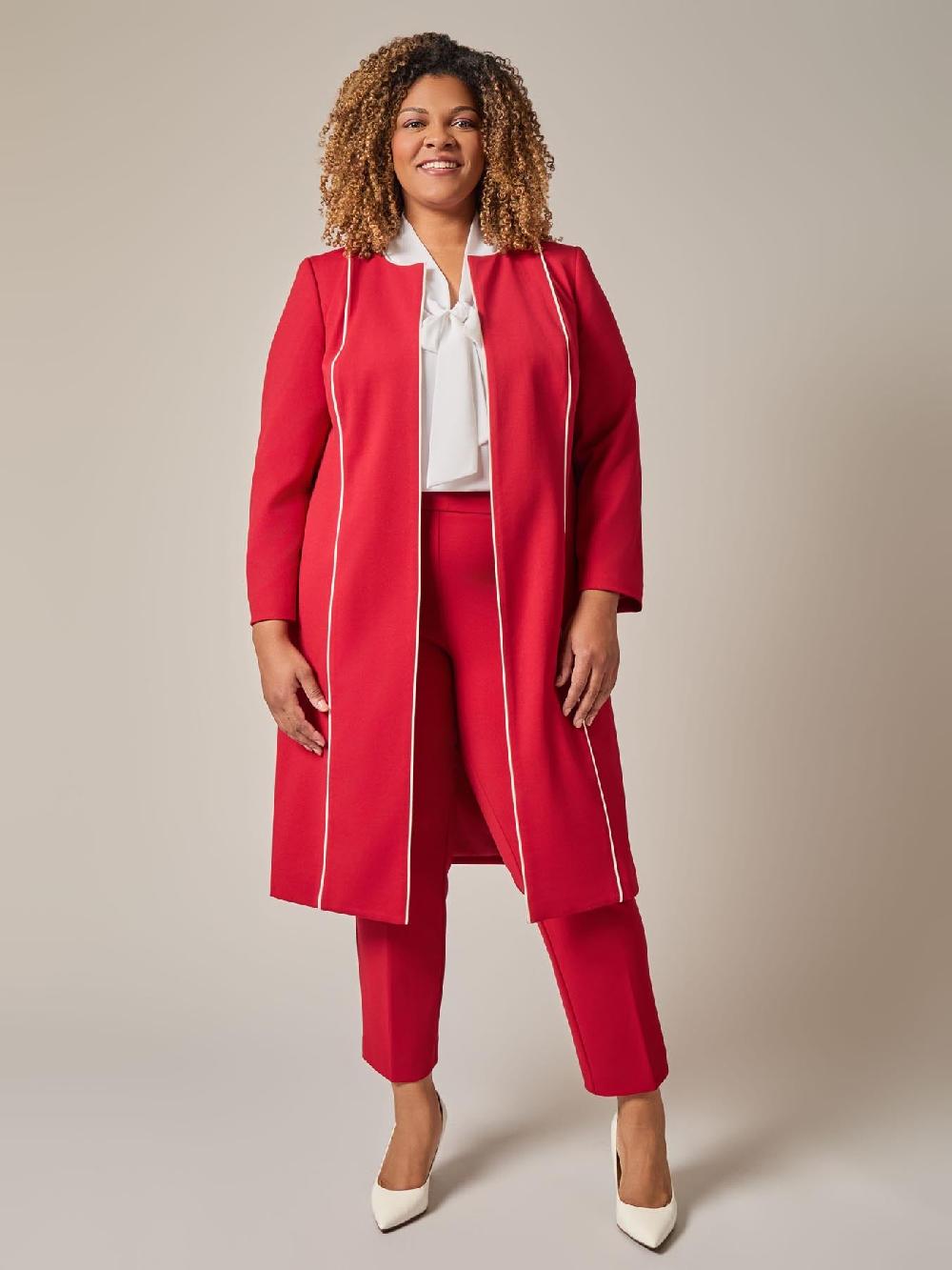 kasper Piping Detail Topper Crimson/Cream